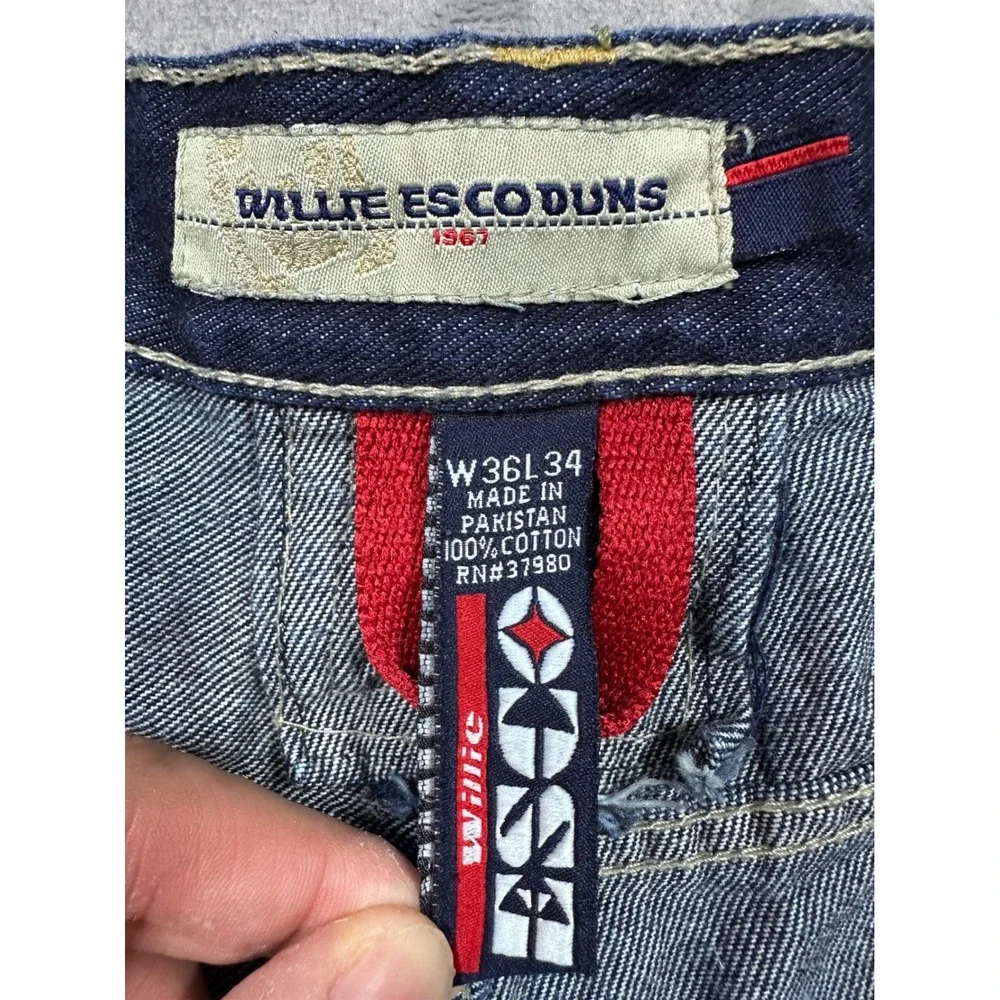 Willie‎ Esco Duns Vintage 90s Baggy Carpenter Jeans Dark Wash Indigo Mens 36x31